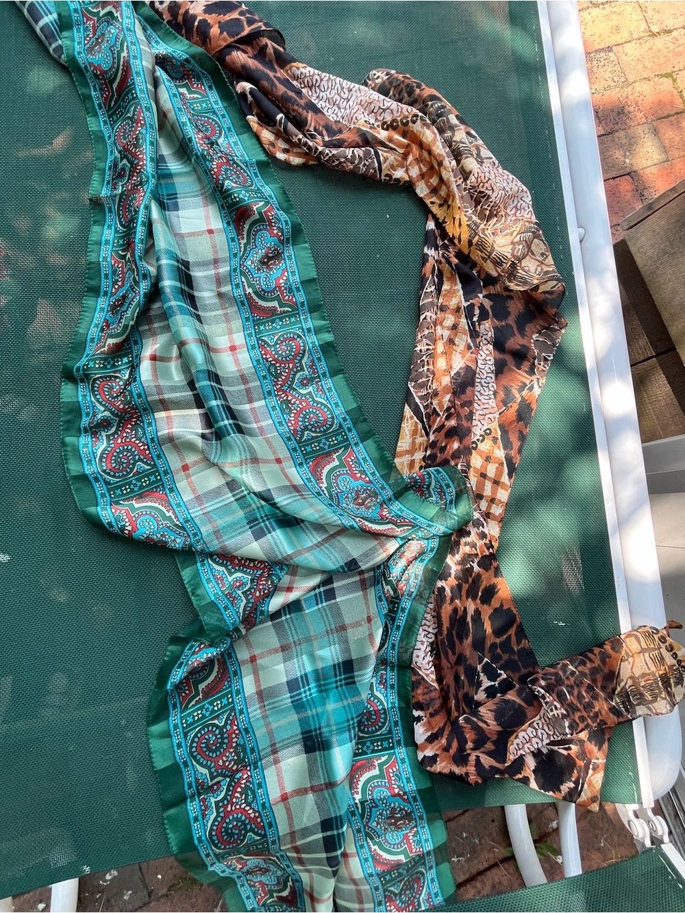 TWO JACLYN SMITH tarten/leopard Patterned Multi-Color Lightweight Scarf -
